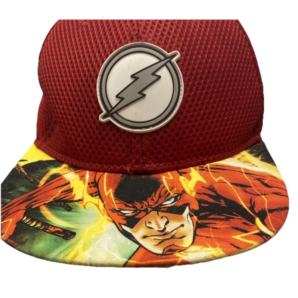 DC Comics The Flash Superhero Logo Limited Print Baseball Hat Cap Y2K Skateboard